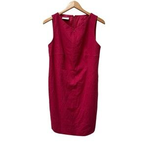 Akris Punto Red Wool Angora Shift Sleeveless Dress Women's Sz Large Career